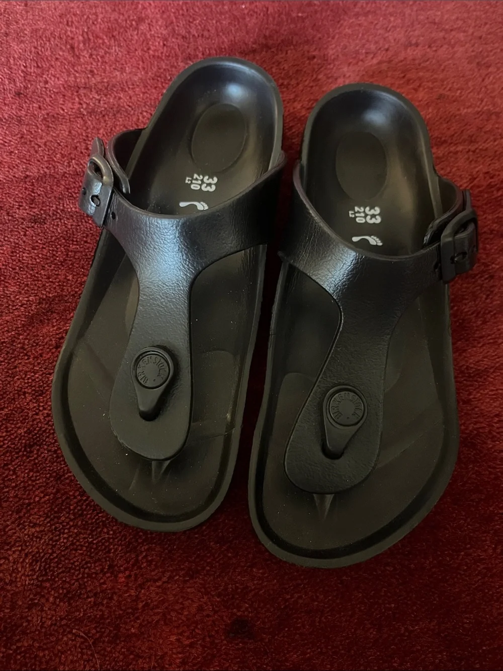 Birkenstock Kids Black EVA Thong Sandals with Adjustable Strap